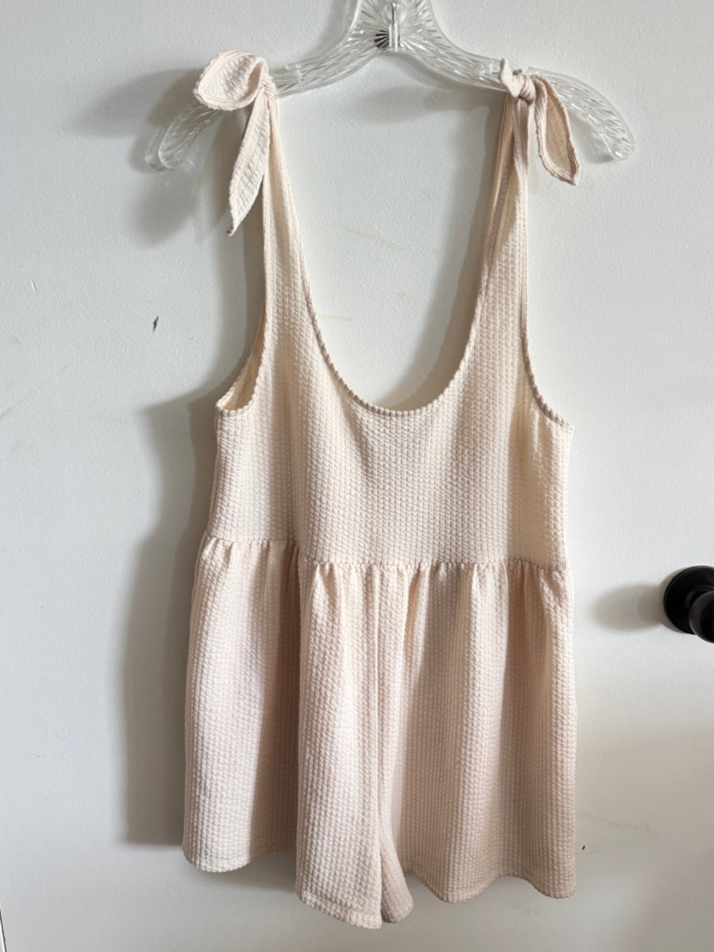 Urban Outfitters Marlee Waffle Knit Tie-Strap Romper Cream Playsuit Jumpsuit S